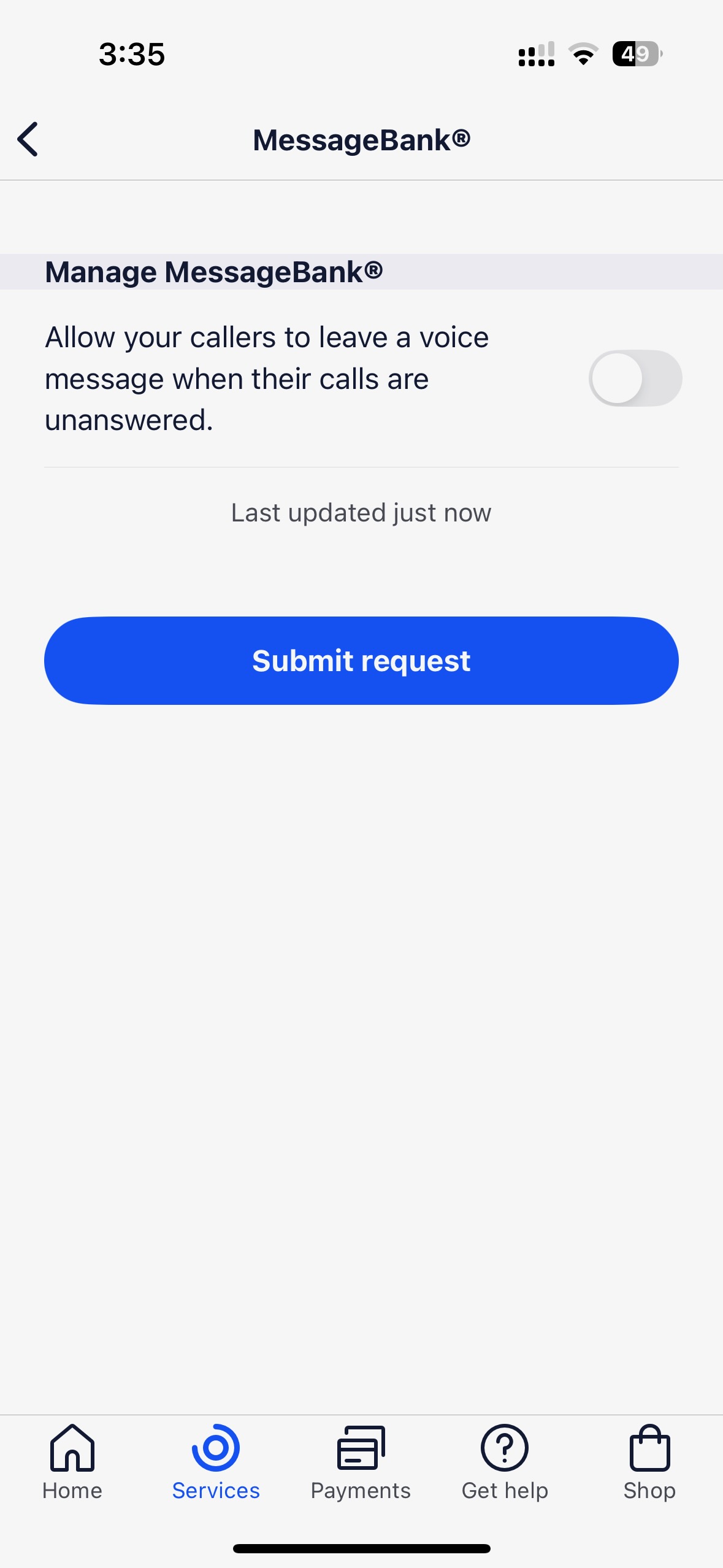 MessageBank successfully disabled confirmation